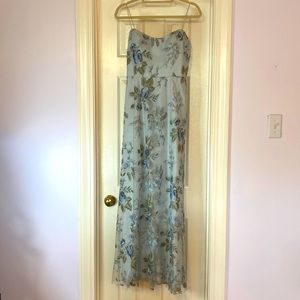 Serenity blue floral embroidered overlay